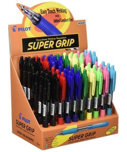 Pilot Boligrafo de bola retractil SuperGrip - Punta redonda 1.0mm - Trazo 0.4mm - Tinta de Aceite - Grip Ergonomico - Expositor de 60 unidades