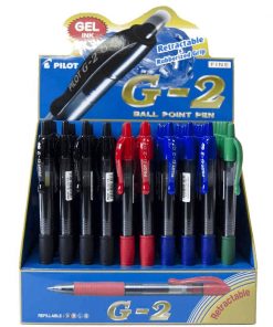Pilot Boligrafo de gel retractil G2 Rollerball - Punta de bola redonda 0.7mm - Trazo 0.4mm - Grip ergonomico - Expositor de 60 unidades