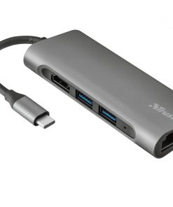 Trust Dalyx Dock Station USB Tipo-C 7 en 1 - HDMI Ultra HD 4K - Lan Gigabit RJ45 - USB-C PD hasta 60W - 2x USB-A 3.2 Gen 1 hasta 5Gbps - Lector de tarjetas SD/MicroSD
