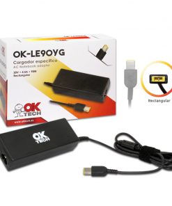 OkTech OK-LE90YG Cargador Especifico para Portatil Lenovo 90W (20V 4.5A / Conector Rectangular)