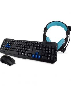 3GO Combo Drile Raton USB + Teclado Multimedia USB + Auriculares con Microfono USB