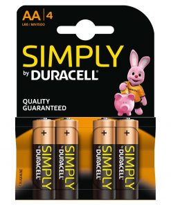 Duracell MN1500B4S Pilas Alcalinas AA LR6 1.5V Simply Power (4 unidades)