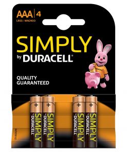 Duracell MN2400B4S Pilas Alcalinas AAA LR03 1.5V Simply Power (4 unidades)