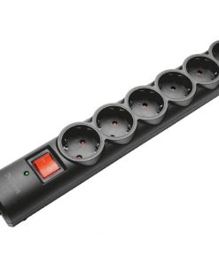 Trust 21059 Regleta de 6 Tomas + Proteccion Surge Negra