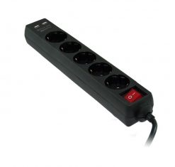3GO Regleta de 5 Tomas + 2 USB